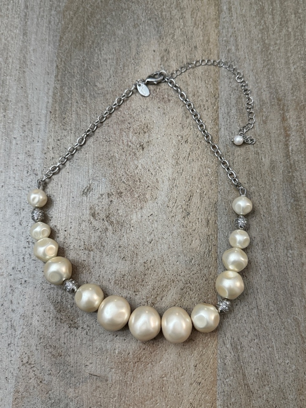 Lia Sophia Cream Pearl and Silver-Tone Beaded Necklace